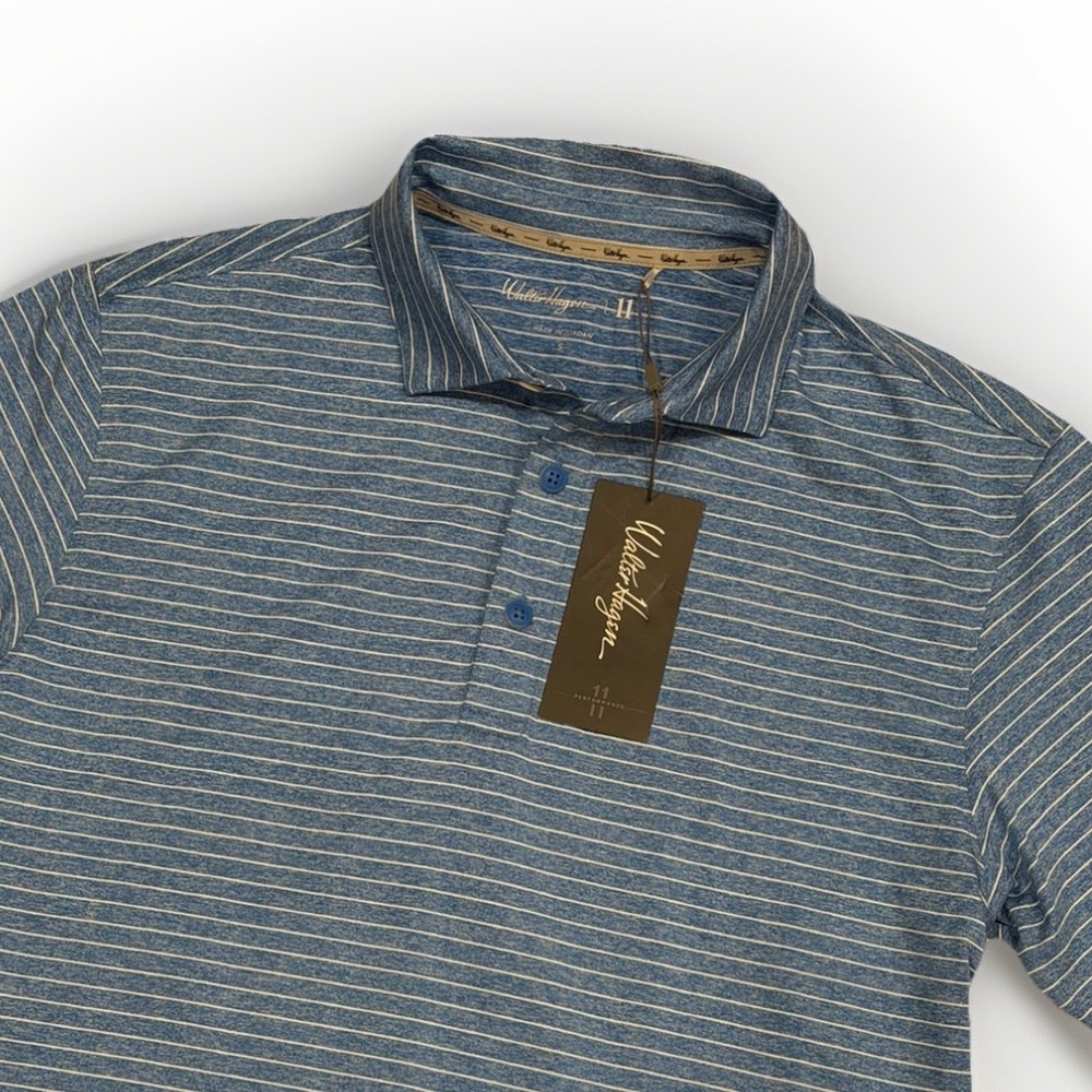NWT Walter Hagen P11 Classic Stripe Polo Men's Small Blue Golf Shirt Stretch